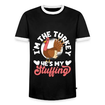 Stuff Valentine's Day Couple - Men's Ringer Shirt - black/white - Front - AI Model Female 172 light (172cm) & AI Model Male 178 light (178cm)