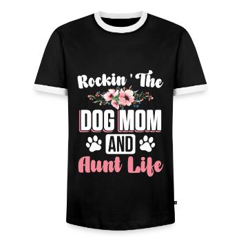 Welpe Pfote Hund Haustier Hundemutter Tante Leben - Männer Kontrast-T-Shirt - Schwarz/Weiß - Vorne - AI Model Female 172 light (172cm) & AI Model Male 178 light (178cm)