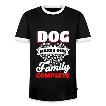 Familie Haustierbesitzer Welpe Hundeliebhaber - Männer Kontrast-T-Shirt - Schwarz/Weiß - Vorne - AI Model Female 172 light (172cm) & AI Model Male 178 light (178cm)
