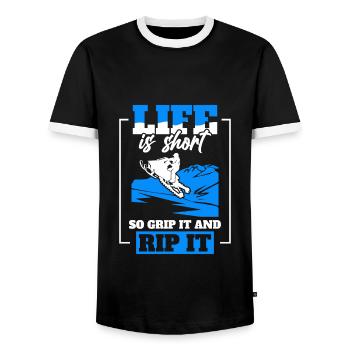 Toboggan Amateurs de neige Motoneige - T-shirt contrasté Homme - noir/blanc - Devant - AI Model Female 172 light (172cm) & AI Model Male 178 light (178cm)