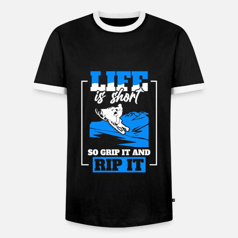 Tobogganing Snow lovers Snowmobiling - Men's Ringer Shirt - black/white
