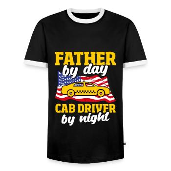 Chauffeur Père de jour Chauffeur de taxi de nuit Patrioti - T-shirt contrasté Homme - noir/blanc - Devant - AI Model Female 172 light (172cm) & AI Model Male 178 light (178cm)