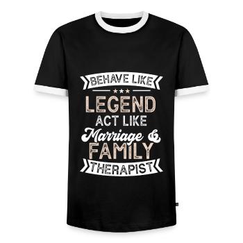 Therapy Psychologist Psychotherapy - Men's Ringer Shirt - black/white - Front - AI Model Female 172 light (172cm) & AI Model Male 178 light (178cm)