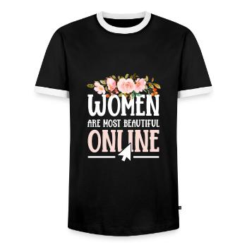 Anniversary Boyfriend/Girlfriend - Men's Ringer Shirt - black/white - Front - AI Model Female 172 light (172cm) & AI Model Male 178 light (178cm)