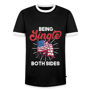 Love Anti Valentine’s Day Drapeau américain Patriotique - T-shirt contrasté Homme - noir/blanc - Devant - AI Model Female 172 light (172cm) & AI Model Male 178 light (178cm)