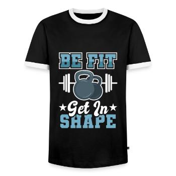Fitness Muskeln Fitnessstudio Workout - Männer Kontrast-T-Shirt - Schwarz/Weiß - Vorne - AI Model Female 172 light (172cm) & AI Model Male 178 light (178cm)
