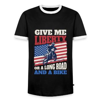 Flagge Motocross Dirt Bike - Männer Kontrast-T-Shirt - Schwarz/Weiß - Vorne - AI Model Female 172 light (172cm) & AI Model Male 178 light (178cm)