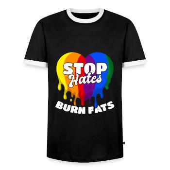 LGBT Pride Fitness - Men's Ringer Shirt - black/white - Front - AI Model Female 172 light (172cm) & AI Model Male 178 light (178cm)