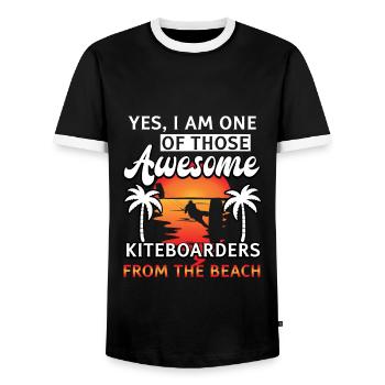 Surfen Strand Kiteboarder Kitesurfer - Männer Kontrast-T-Shirt - Schwarz/Weiß - Vorne - AI Model Female 172 light (172cm) & AI Model Male 178 light (178cm)
