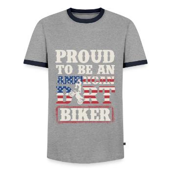 Motorcross Enduro Off Road Dirt Biker - Men's Ringer Shirt - grey/navy  - Front - AI Model Female 172 light (172cm) & AI Model Male 178 light (178cm)