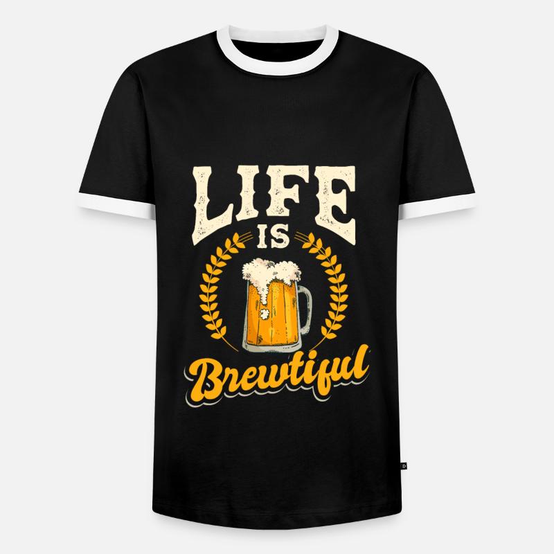 Drinking beer - Men's Ringer Shirt - black/white
