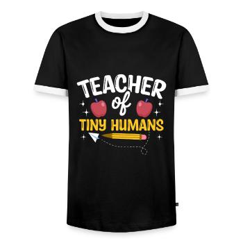 Enseignant PreK - T-shirt contrasté Homme - noir/blanc - Devant - AI Model Female 172 light (172cm) & AI Model Male 178 light (178cm)