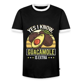 De Mayo Vegetarian Vegan Mexican - Men's Ringer Shirt - black/white - Front - AI Model Female 172 light (172cm) & AI Model Male 178 light (178cm)