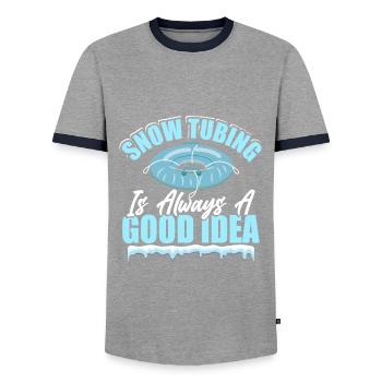 Glissades d’hiver - T-shirt contrasté Homme - gris/marine  - Devant - AI Model Female 172 light (172cm) & AI Model Male 178 light (178cm)
