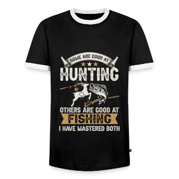 et chasse à l’arc chasse aux bois de pêche - T-shirt contrasté Homme - noir/blanc - Devant - AI Model Female 172 light (172cm) & AI Model Male 178 light (178cm)