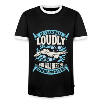 Trainer Wassersportlehrer Schwimmer - Männer Kontrast-T-Shirt - Schwarz/Weiß - Vorne - AI Model Female 172 light (172cm) & AI Model Male 178 light (178cm)