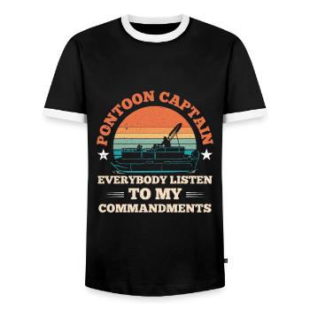 Dock boat motor boating captain - Men's Ringer Shirt - black/white - Front - AI Model Female 172 light (172cm) & AI Model Male 178 light (178cm)