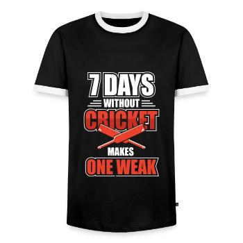 Jeu de sport de cricket - T-shirt contrasté Homme - noir/blanc - Devant - AI Model Female 172 light (172cm) & AI Model Male 178 light (178cm)