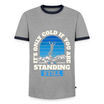 Skitourengehen Skifahren - Männer Kontrast-T-Shirt - Grau/Navy  - Vorne - AI Model Female 172 light (172cm) & AI Model Male 178 light (178cm)