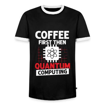 Qubit de physique quantique - T-shirt contrasté Homme - noir/blanc - Devant - AI Model Female 172 light (172cm) & AI Model Male 178 light (178cm)