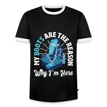 Wandern Natur Outdoor Abenteuer Camper - Männer Kontrast-T-Shirt - Schwarz/Weiß - Vorne - AI Model Female 172 light (172cm) & AI Model Male 178 light (178cm)