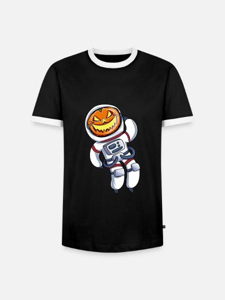 Astronaut Pumpkin Head - Men's Ringer Shirt - black/white