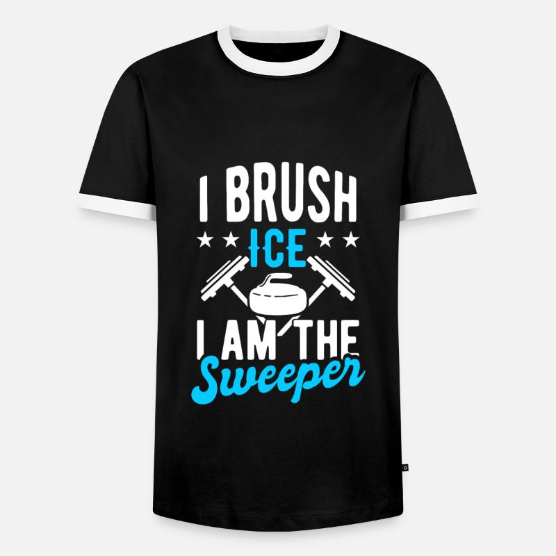 Curling Stone Curler - Men's Ringer Shirt - black/white