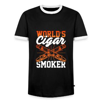 Fumer du tabac Fumer les amateurs de cigares - T-shirt contrasté Homme - noir/blanc - Devant - AI Model Female 172 light (172cm) & AI Model Male 178 light (178cm)