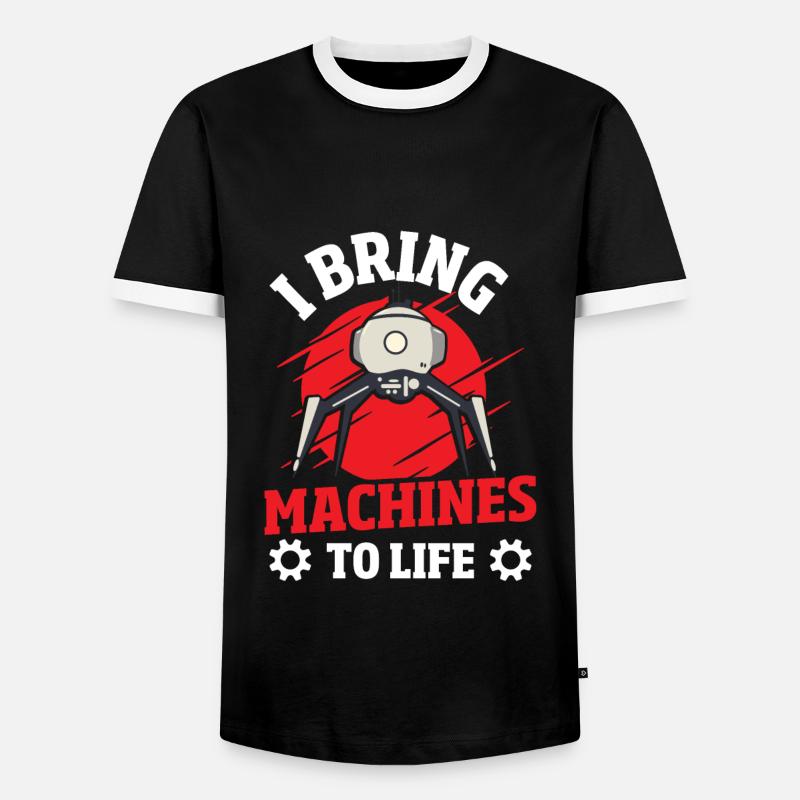 Robot Computer Engineer - Men's Ringer Shirt - black/white