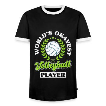 Volleyball Players Coaching Team - Men's Ringer Shirt - black/white - Front - AI Model Female 172 light (172cm) & AI Model Male 178 light (178cm)