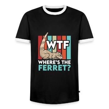 Ferret Slender Weasel Mustelid Pet Ferret - Men's Ringer Shirt - black/white - Front - AI Model Female 172 light (172cm) & AI Model Male 178 light (178cm)