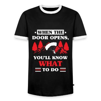 Parachute jump Parachutist Parachute jump - Men's Ringer Shirt - black/white - Front - AI Model Female 172 light (172cm) & AI Model Male 178 light (178cm)