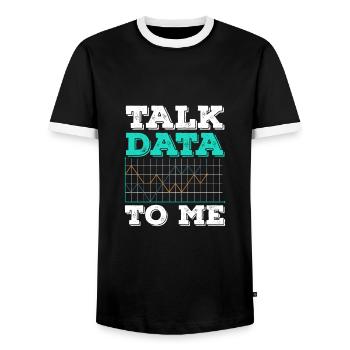 USA Computer Statistics Talk data to me - T-shirt contrasté Homme - noir/blanc - Devant - AI Model Female 172 light (172cm) & AI Model Male 178 light (178cm)