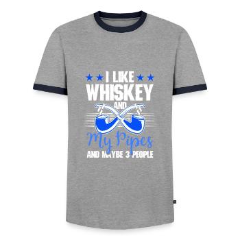 Smoking Tobacco Smoker Cigar Pipes Lover - Men's Ringer Shirt - grey/navy  - Front - AI Model Female 172 light (172cm) & AI Model Male 178 light (178cm)