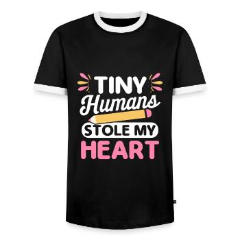 First day of school preschool teacher - Men's Ringer Shirt - black/white - Front - AI Model Female 172 light (172cm) & AI Model Male 178 light (178cm)