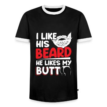 Couples Relationship Beard Lovers - Men's Ringer Shirt - black/white - Front - AI Model Female 172 light (172cm) & AI Model Male 178 light (178cm)