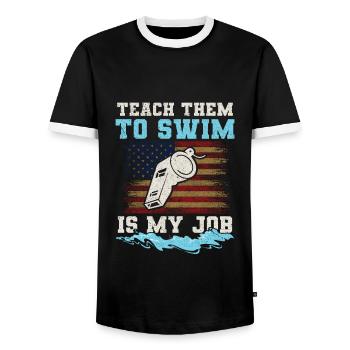 Wassersport Schwimmtrainer Instruktor - Männer Kontrast-T-Shirt - Schwarz/Weiß - Vorne - AI Model Female 172 light (172cm) & AI Model Male 178 light (178cm)