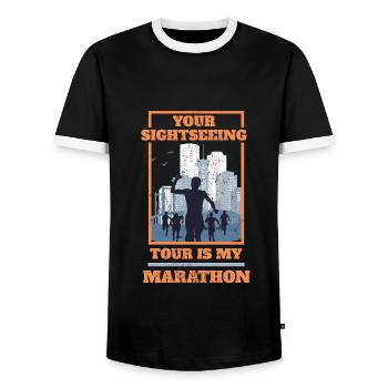 Tournoi de course à pied Compétition de course Marathon - T-shirt contrasté Homme - noir/blanc - Devant - AI Model Female 172 light (172cm) & AI Model Male 178 light (178cm)