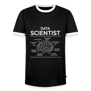 Analyste de données Data Scientist - T-shirt contrasté Homme - noir/blanc - Devant - AI Model Female 172 light (172cm) & AI Model Male 178 light (178cm)