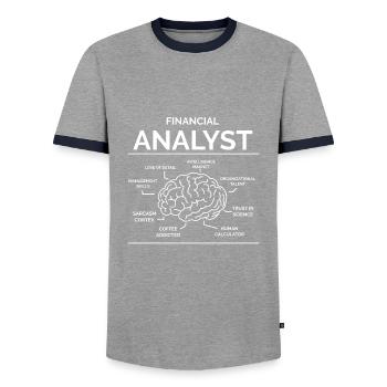 Financial Analyst Financial Analyst - Men's Ringer Shirt - grey/navy  - Front - AI Model Female 172 light (172cm) & AI Model Male 178 light (178cm)