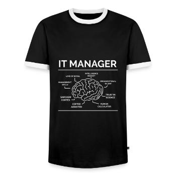 IT Manager - Men's Ringer Shirt - black/white - Front - AI Model Female 172 light (172cm) & AI Model Male 178 light (178cm)