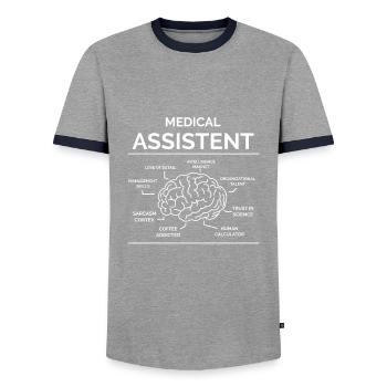 Medizinischer Assistent - Männer Kontrast-T-Shirt - Grau/Navy  - Vorne - AI Model Female 172 light (172cm) & AI Model Male 178 light (178cm)
