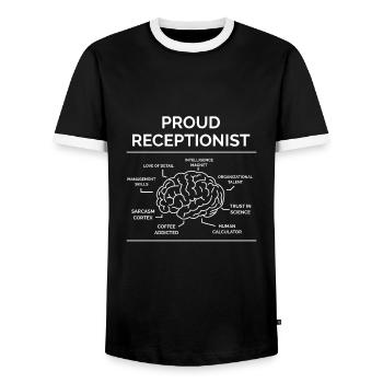Receptionist Receptionist - Men's Ringer Shirt - black/white - Front - AI Model Female 172 light (172cm) & AI Model Male 178 light (178cm)