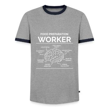 Arbeiter - Männer Kontrast-T-Shirt - Grau/Navy  - Vorne - AI Model Female 172 light (172cm) & AI Model Male 178 light (178cm)