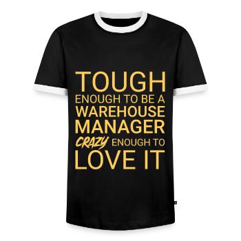 Warehouse Manager Crazy - Männer Kontrast-T-Shirt - Schwarz/Weiß - Vorne - AI Model Female 172 light (172cm) & AI Model Male 178 light (178cm)