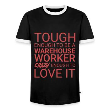 Warehouse Worker Crazy - Männer Kontrast-T-Shirt - Schwarz/Weiß - Vorne - AI Model Female 172 light (172cm) & AI Model Male 178 light (178cm)