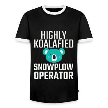 Snowplow Operator Koalafied - Men's Ringer Shirt - black/white - Front - AI Model Female 172 light (172cm) & AI Model Male 178 light (178cm)