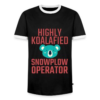 Snowplow Operator Koalafied - Men's Ringer Shirt - black/white - Front - AI Model Female 172 light (172cm) & AI Model Male 178 light (178cm)