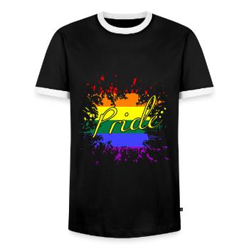 lgbtq, regenbogen, love is love, pride month - Männer Kontrast-T-Shirt - Schwarz/Weiß - Vorne - AI Model Female 172 light (172cm) & AI Model Male 178 light (178cm)