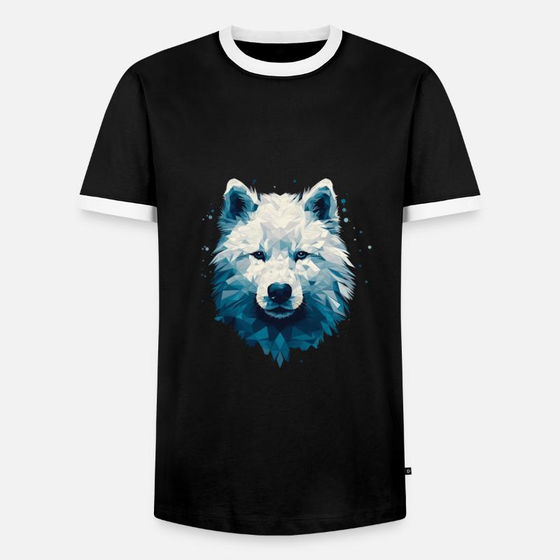 Buntes Samojeden-Kunstdesign - Männer Kontrast-T-Shirt - Schwarz/Weiß